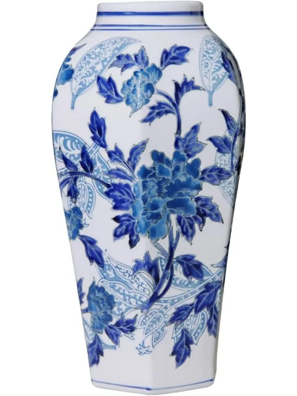Hand-Painted Floral Chinoiserie Vase 14.6